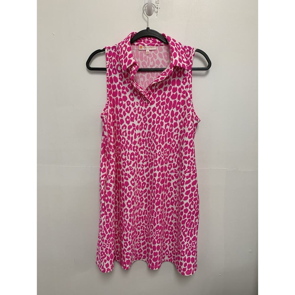 Jude Connally "Beth" Cheetah Sleeveless Sheath A-Line Dress in Hot Pink Medium - Picture 1 of 4
